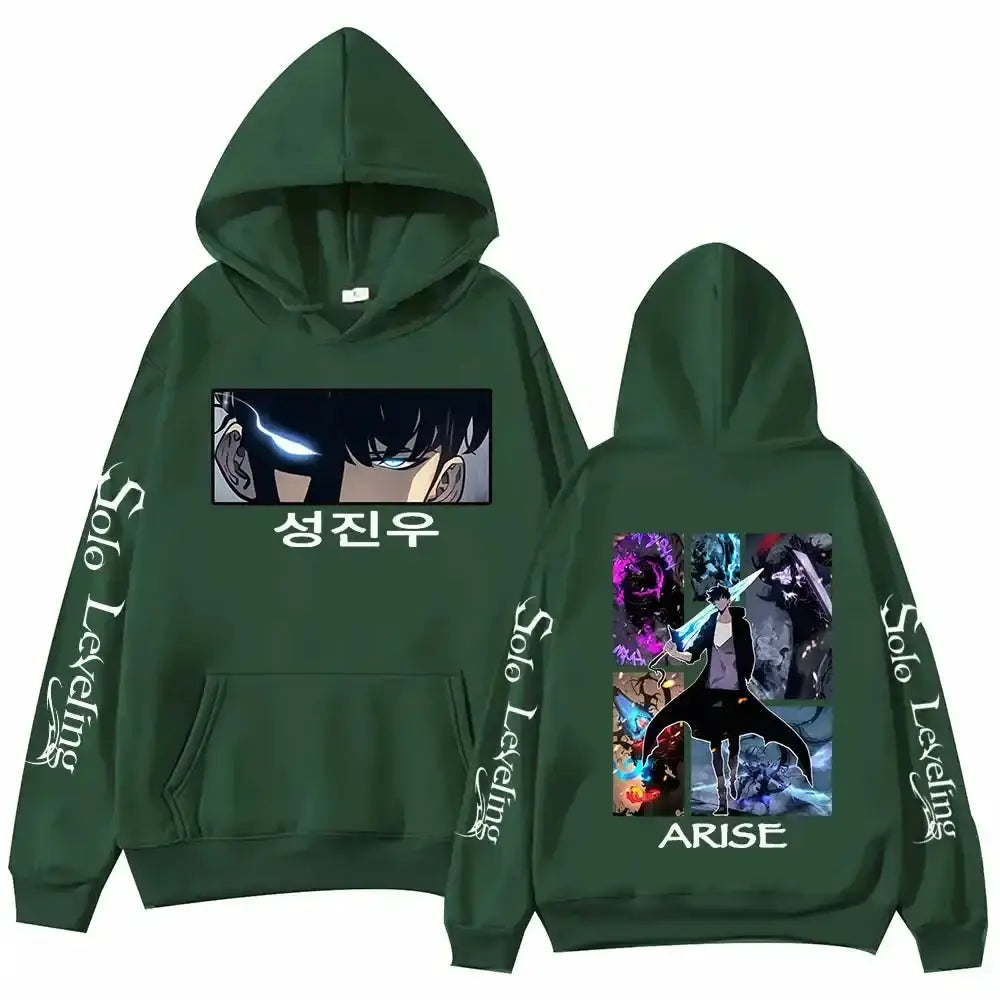 Infinite Visibility Solo Leveling anime hoodie featuring Harajuku fleece pullover with bold design and comfortable fit in black.