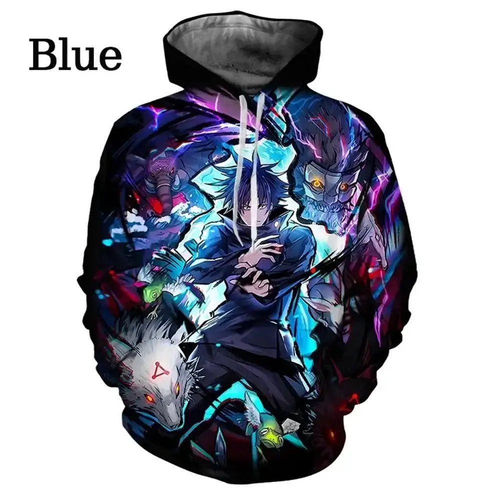 Black Satoru Gojo hoodie from Jujutsu Kaisen by Infinite Visibility featuring anime manga design with character artwork.