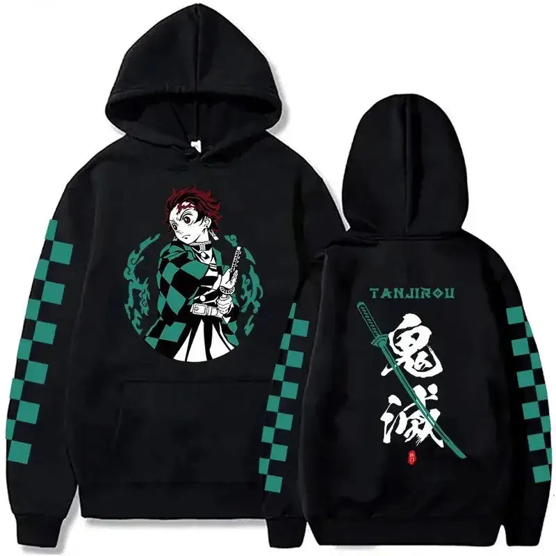 Plus size Tanjiro Kamado hoodie from Demon Slayer featuring detailed character design and warm, comfortable fabric.