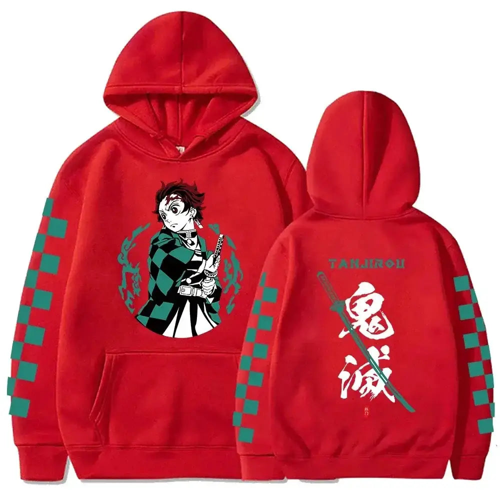 Plus size Tanjiro Kamado hoodie from Infinite Visibility featuring Demon Slayer design, soft fabric, and comfortable fit.