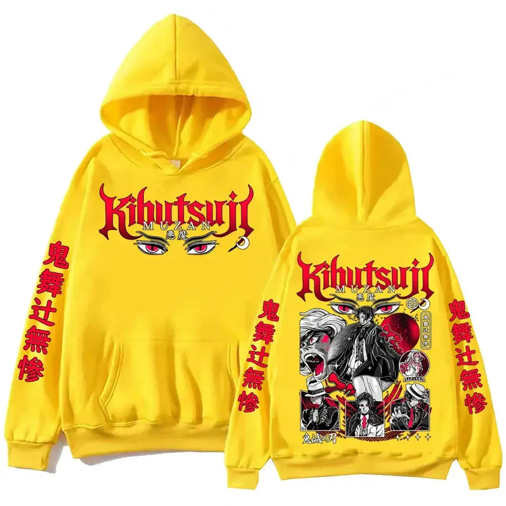 Infinite Visibility Muzan Kibutsuji Demon Slayer hoodie featuring detailed graphic design, comfortable pullover style.