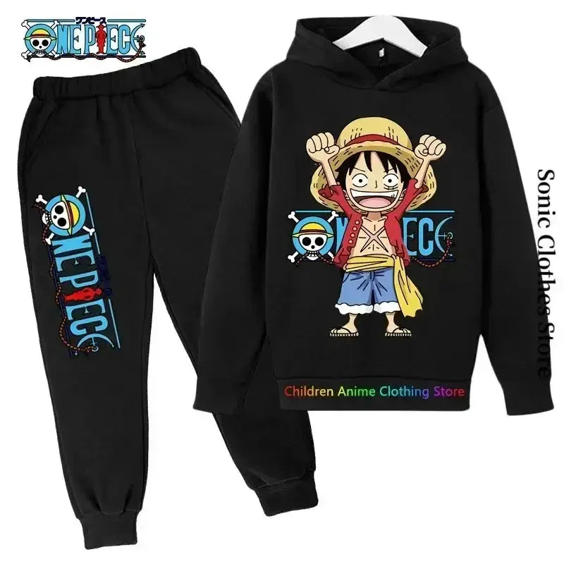 Kids' One Piece hoodie featuring Luffy design from Infinite Visibility, soft pullover hoodie with hood and vibrant character print.