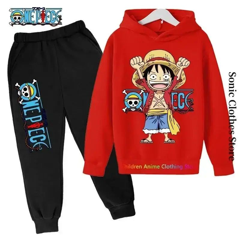 Kids' One Piece hoodie featuring Luffy from Infinite Visibility, with a comfortable pullover design and colorful character print.