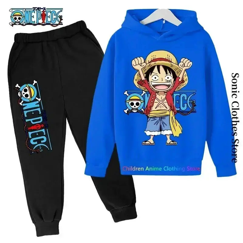 Kids' One Piece Hoodie by Infinite Visibility featuring Luffy design, soft pullover hoodie perfect for children's casual wear.