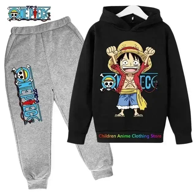 Kids' One Piece hoodie featuring Luffy from Infinite Visibility, cozy pullover with vibrant character design.