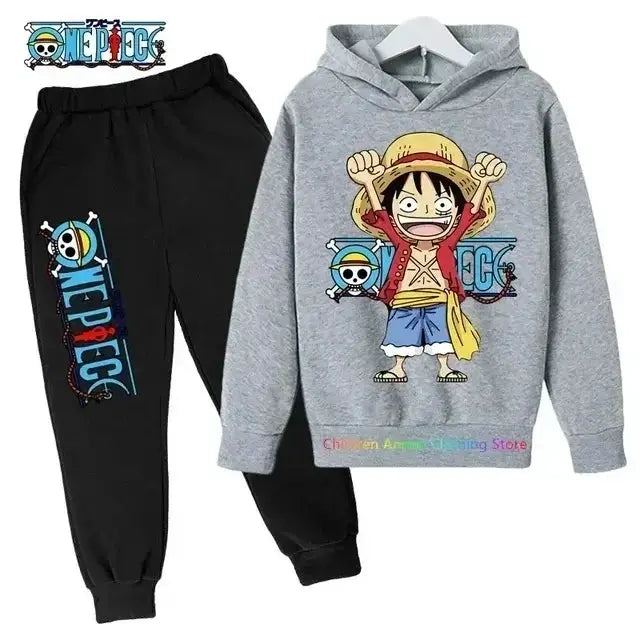 Kids' One Piece hoodie featuring Luffy design, pullover style from Infinite Visibility, ideal for children's casual fashion.