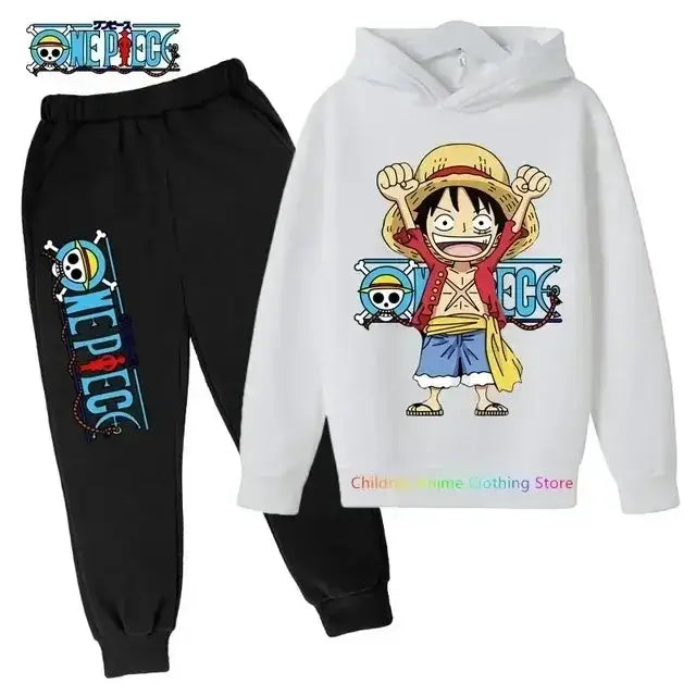 Kids' One Piece hoodie featuring Luffy design by Infinite Visibility, pullover style perfect for playful, casual wear.