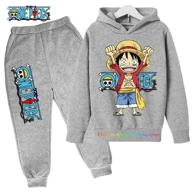 Kids' Luffy hoodie from Infinite Visibility featuring a One Piece design, soft pullover with a hood, perfect for casual wear.
