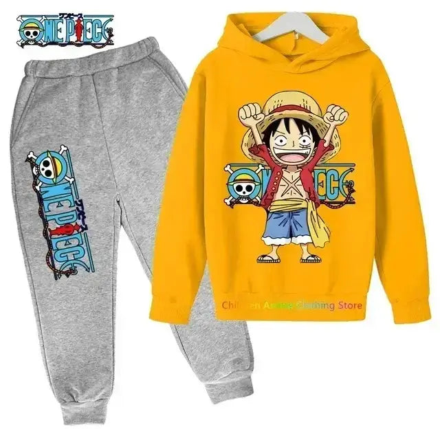 Kids' One Piece hoodie featuring Luffy design, pullover style, from Infinite Visibility, perfect for children’s casual wear.