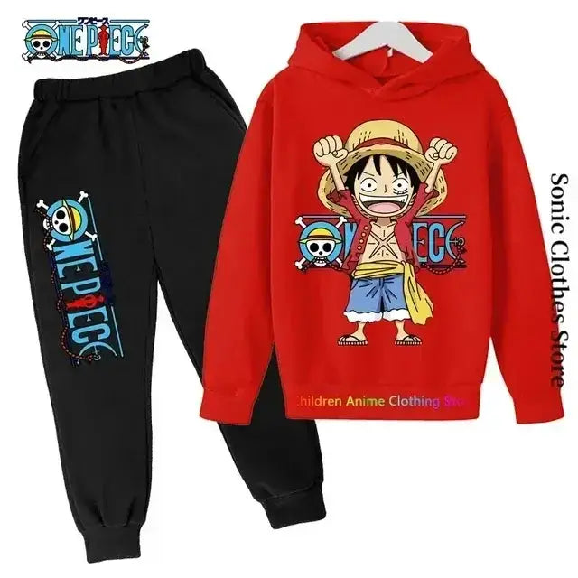 Kids' One Piece hoodie featuring Luffy from Infinite Visibility, soft pullover design with colorful anime character print.