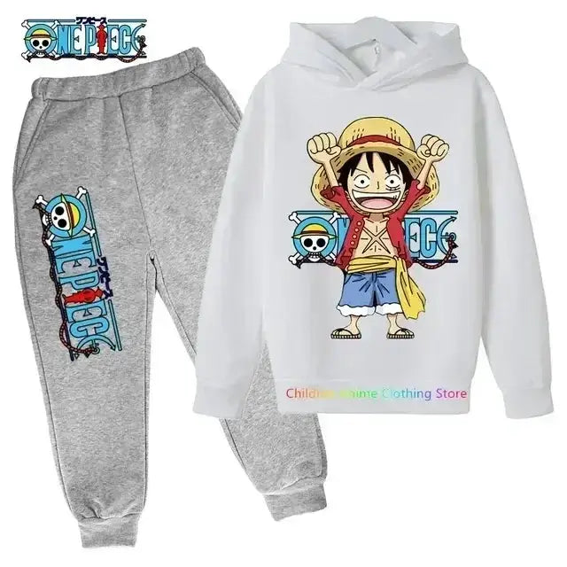 Kids' One Piece hoodie featuring Luffy design from Infinite Visibility, casual pullover with colorful character print.