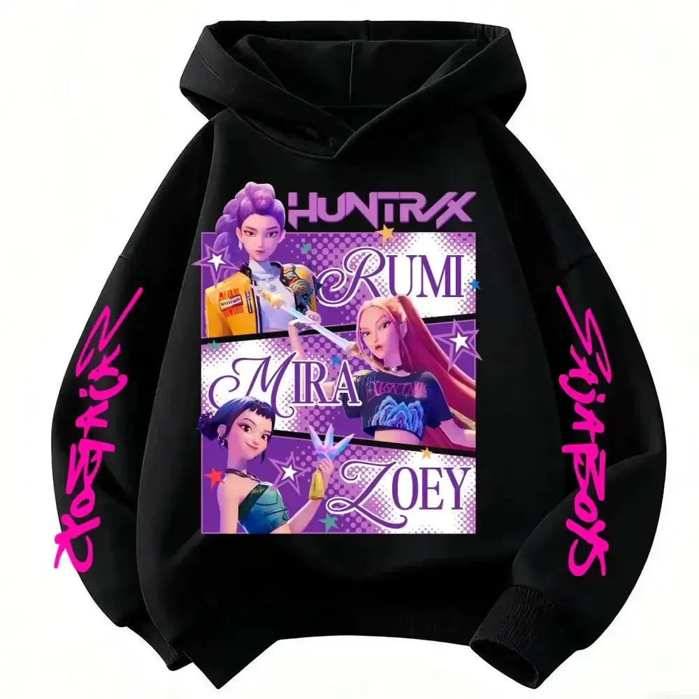 Kids KPop Demon Hunters hoodie by Infinite Visibility, featuring a stylish hoodie with Demon Hunters design, casual kids fashion sweatshirt.