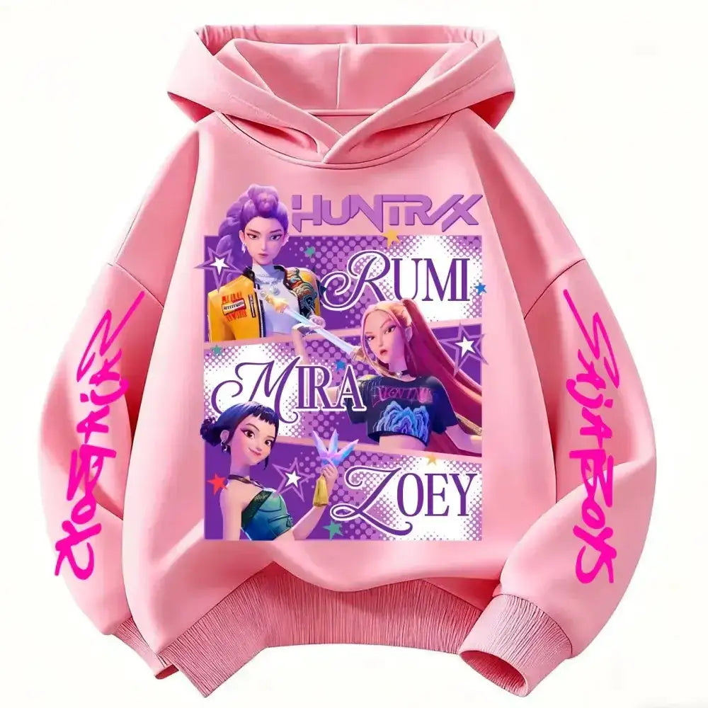 Kids KPop Demon Hunters hoodie by Infinite Visibility, featuring a stylish sweatshirt with Demon Hunters graphic design.