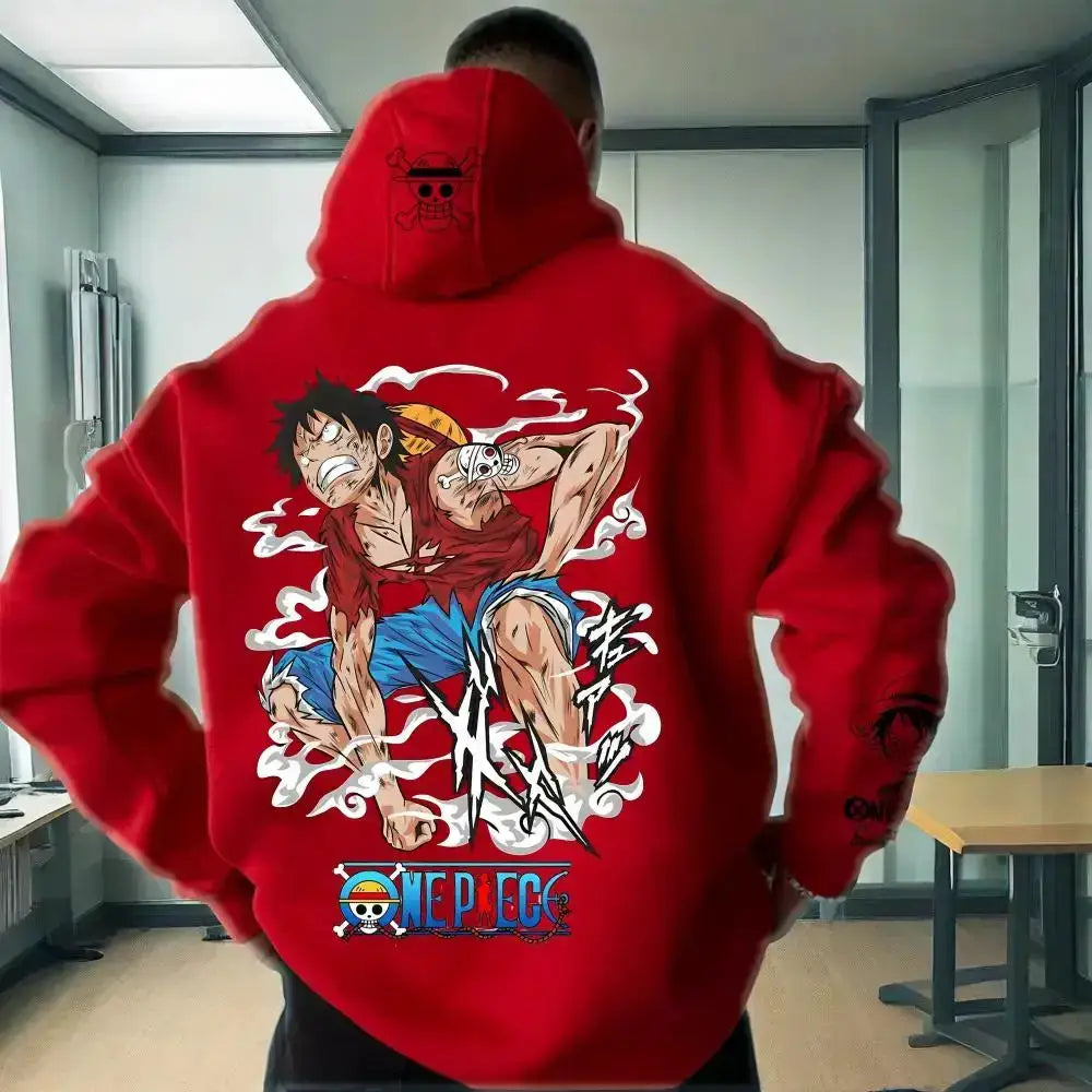 Infinite Visibility One Piece Luffy hooded sweater featuring a stylish hoodie with Luffy graphic design for fans.