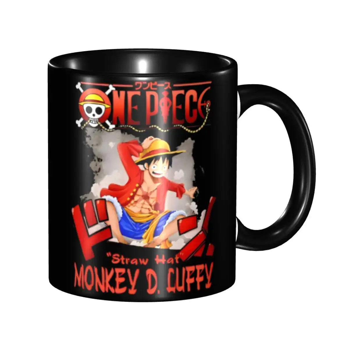 Cute anime mug featuring Monkey D. Luffy Gear Fifth design, perfect for kids, by Infinite Visibility.