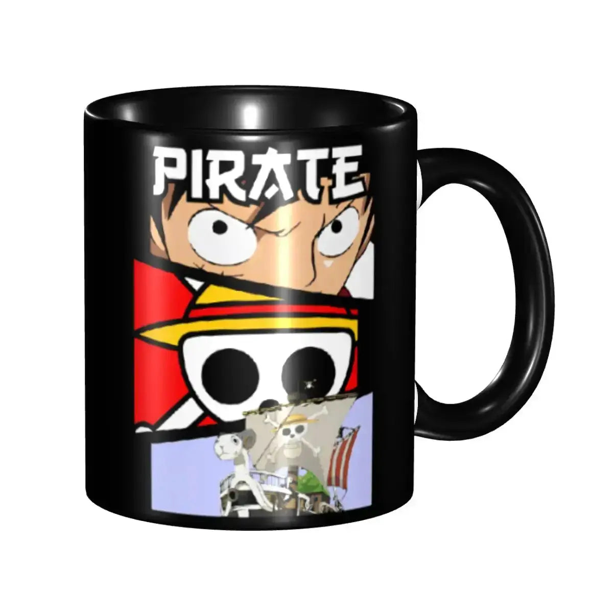Funny Monkey D Luffy Quotes One Piece mug featuring Luffy's face and signature design, perfect for kids' gift or anime fans.