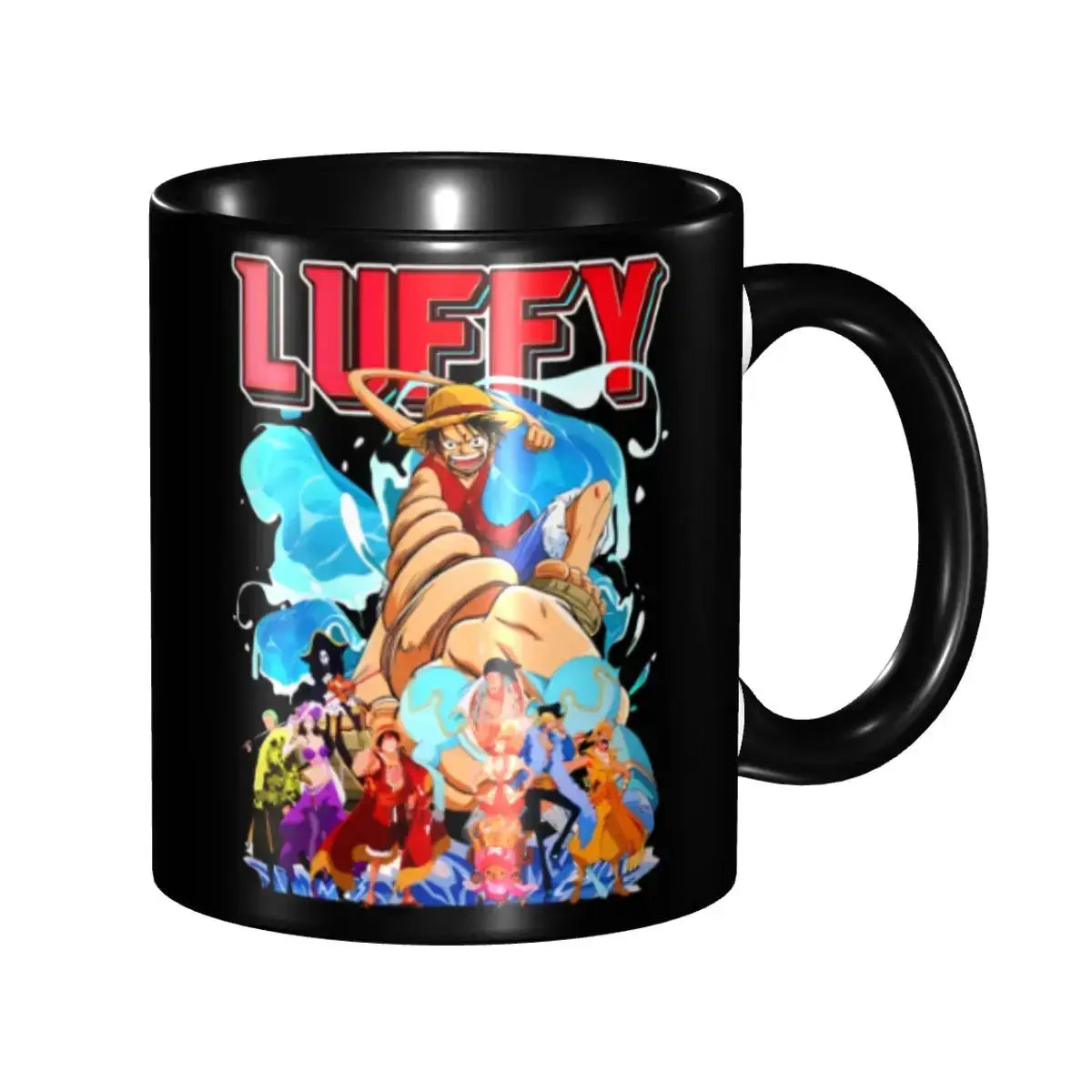 Funny Monkey D. Luffy One Piece mug featuring quotes, perfect for kids and fans, with vibrant character artwork from Infinite Visibility.