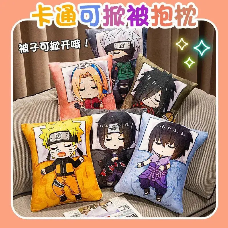 Naruto anime plush pillow featuring Kakashi and Naruto characters, soft fabric doll pillows by Infinite Visibility.