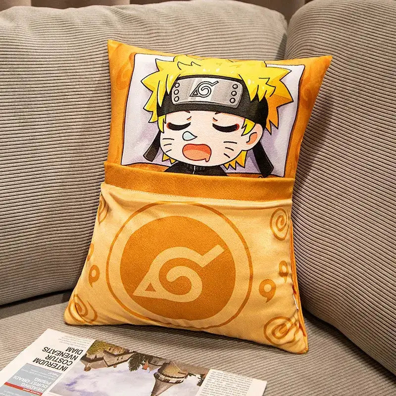 Naruto anime plush pillow featuring Kakashi and Naruto soft doll toys, colorful and cuddly decorative pillow for fans