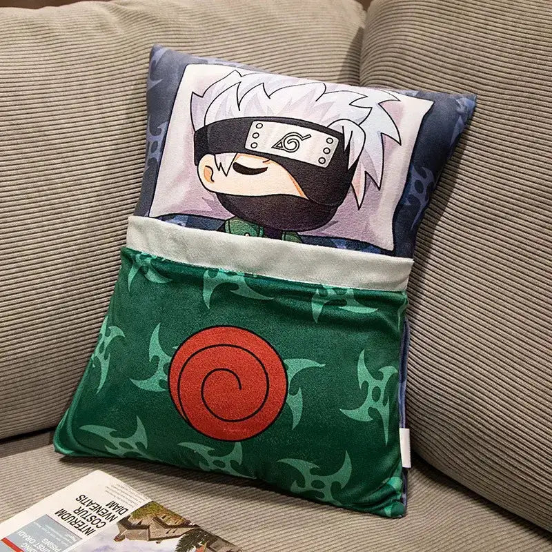 Naruto and Kakashi anime plush pillow featuring soft dolls from Infinite Visibility, with detailed character designs and vibrant colors.