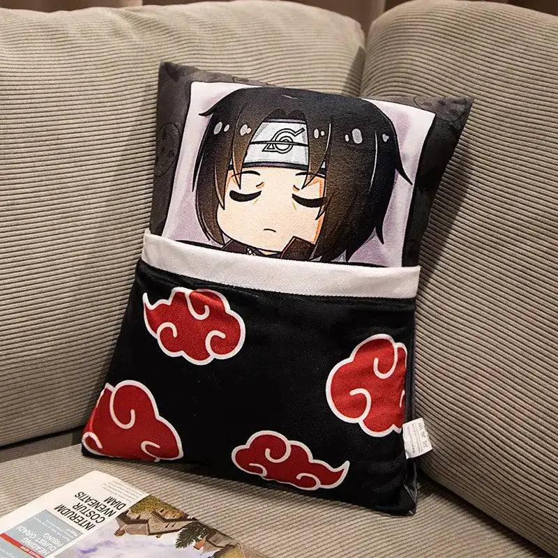 Soft Naruto and Kakashi plush pillow featuring anime characters from Infinite Visibility, perfect for fans and cozy decor.