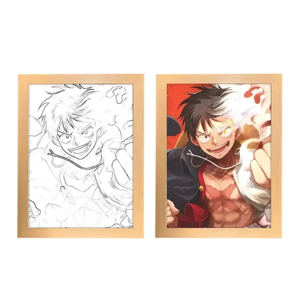 Poster featuring Luffy and Zoro from One Piece in a night light design, perfect as a Christmas gift by Infinite Visibility