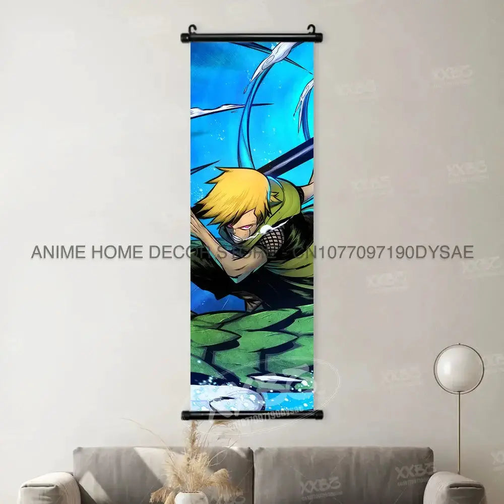 Naruto anime poster by Infinite Visibility featuring vibrant wall art decor with dynamic character artwork on hanging scroll.