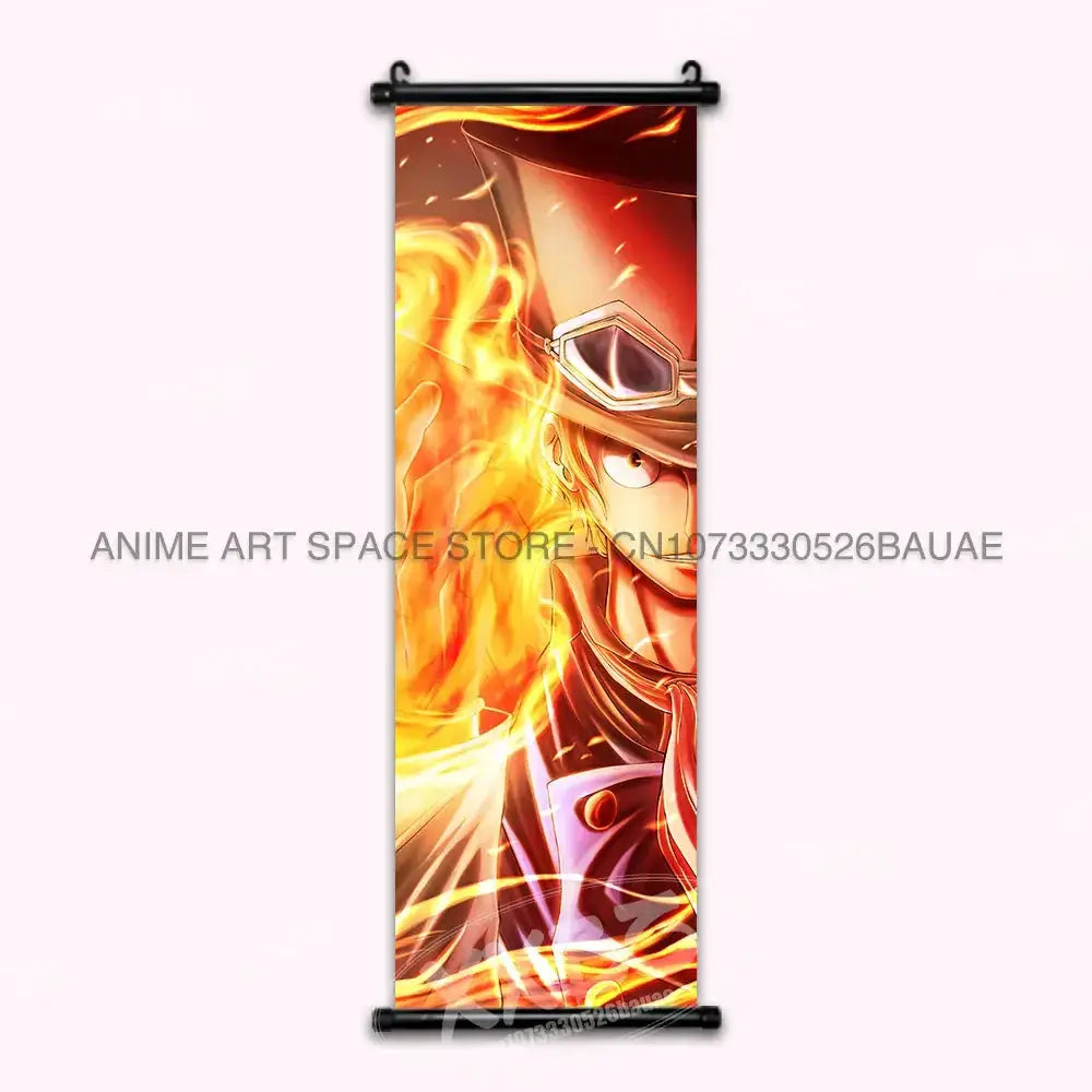 One Piece hanging poster featuring Luffy, Ace, and Sabo wall art from Infinite Visibility, vibrant characters from the anime series