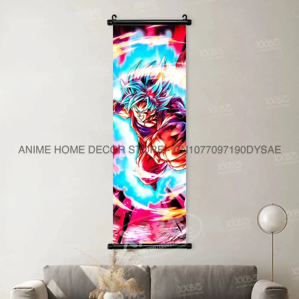 Anime wall scrolls featuring Goku and Vegeta from Dragon Ball, vibrant posters by Infinite Visibility.