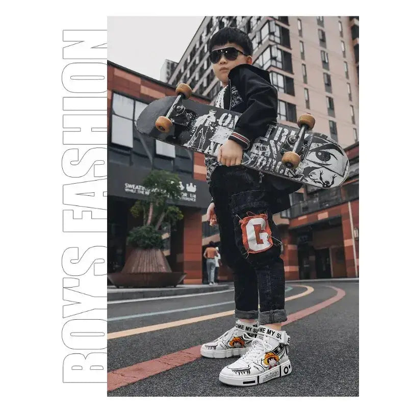 Anime Luffy and Zoro themed high top sneakers from Infinite Visibility featuring colorful character designs on the shoes.