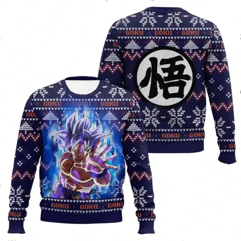 Oversized Dragon Ball Goku hoodie by Infinite Visibility featuring Goku's character print on a navy sweatshirt.