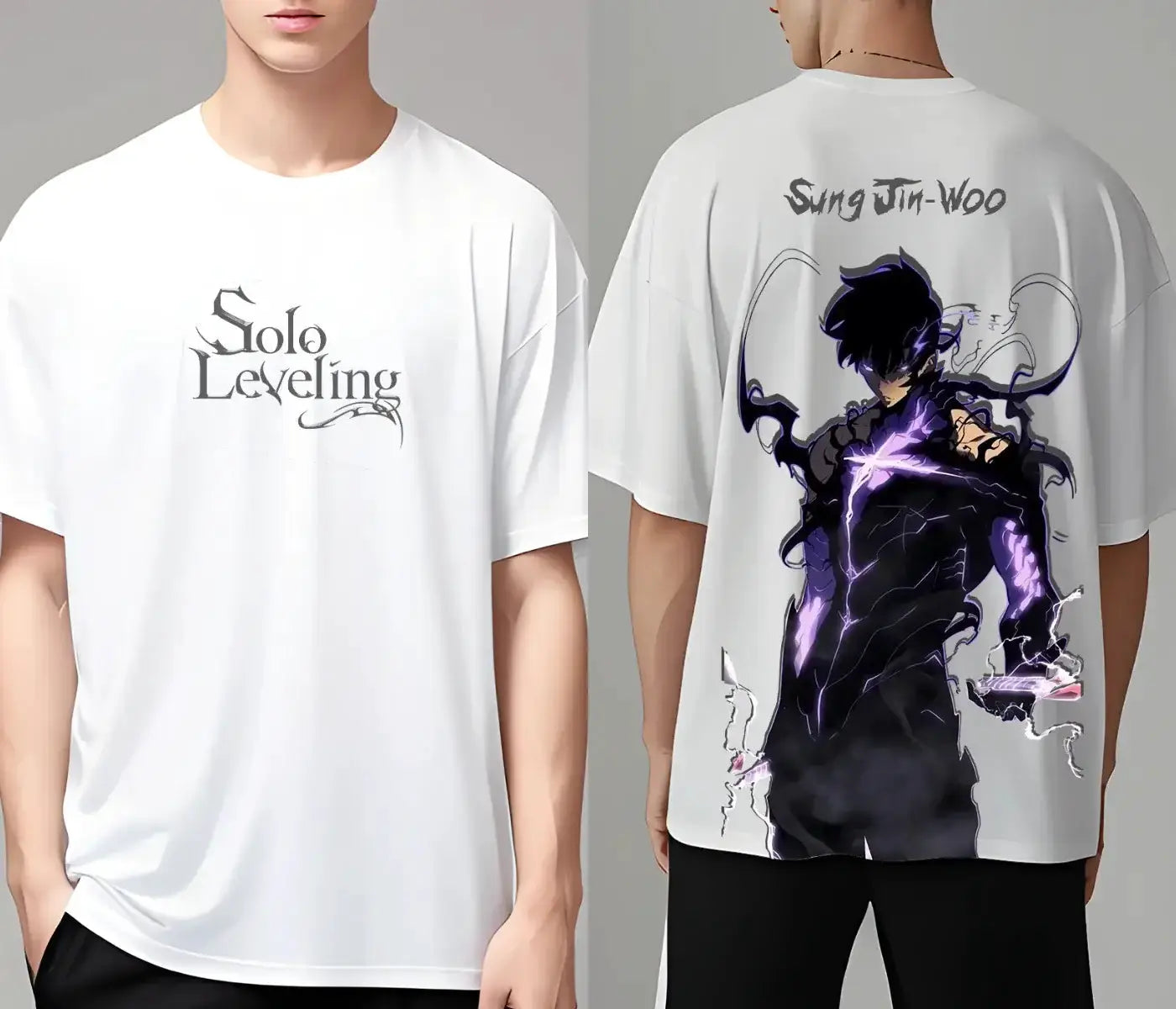 Infinite Visibility Solo Leveling Arise oversized T-shirt with Y2K hip hop style, featuring bold graphic design and relaxed fit.