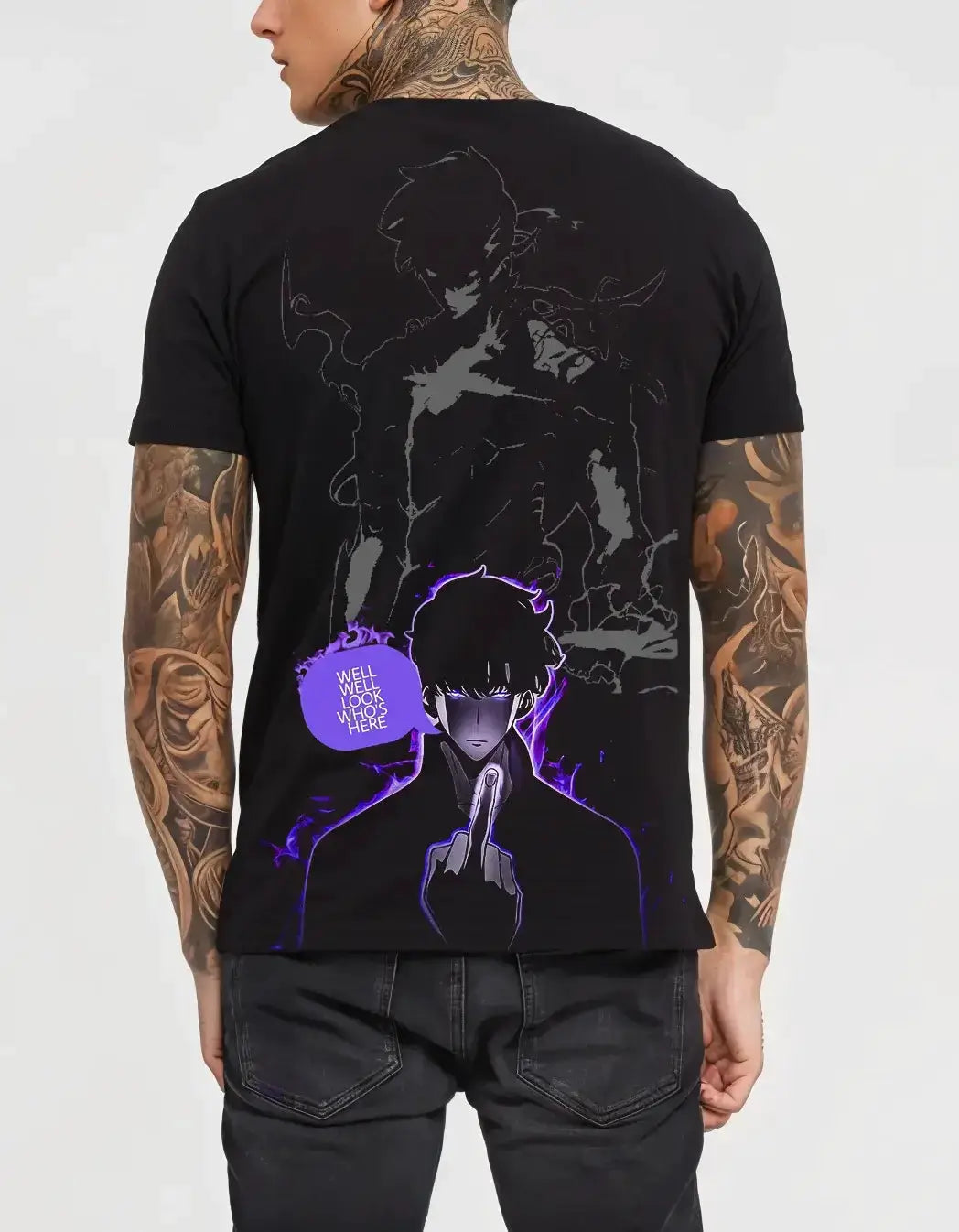 Infinite Visibility Solo Leveling Arise oversized T-shirt featuring bold Y2K hip hop-inspired design and graphic print.