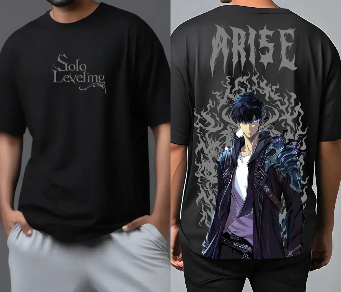 Infinite Visibility Solo Leveling Arise oversized T-shirt with Y2K hip hop style, featuring bold graphic design and relaxed fit.