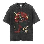 Uchiha Sasuke oversized anime T-shirt by Infinite Visibility featuring a retro washed design and Sasuke's character artwork.