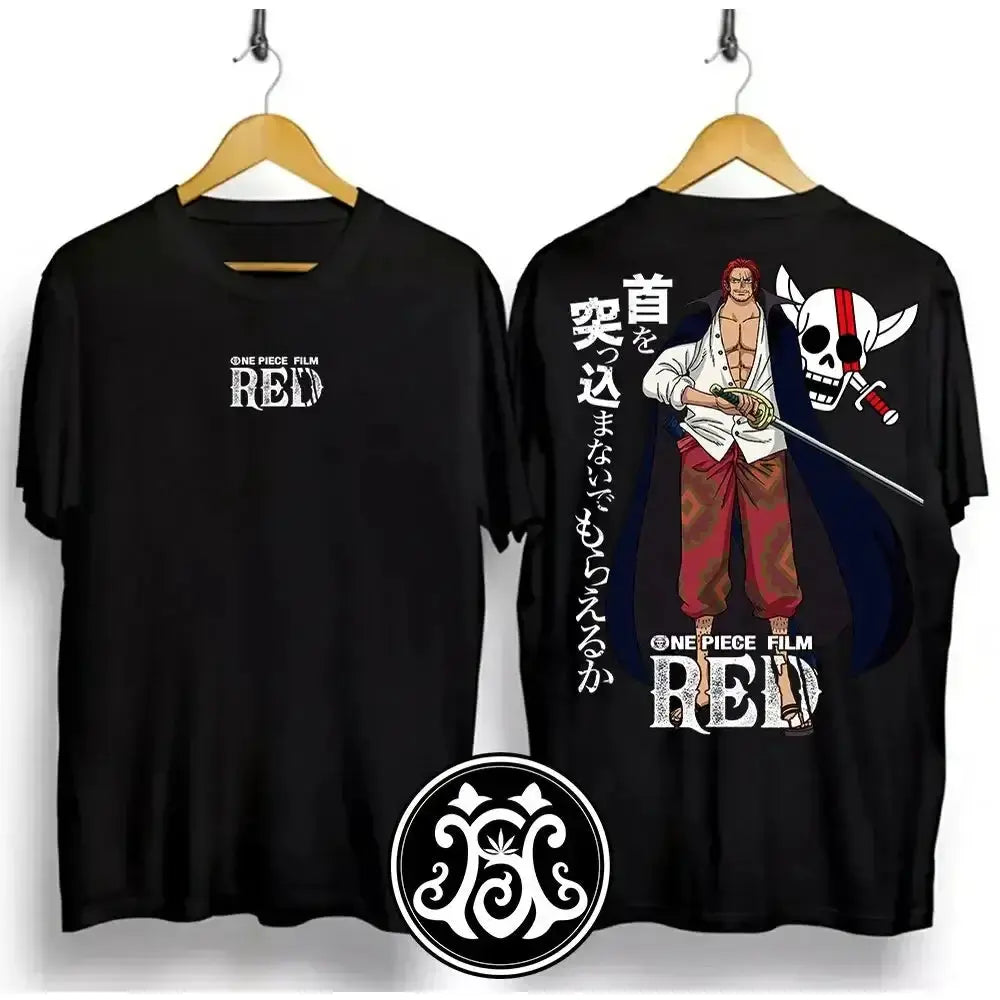 Casual summer anime T-shirt featuring One Piece Shanks design from Infinite Visibility, lightweight and comfortable for everyday wear.