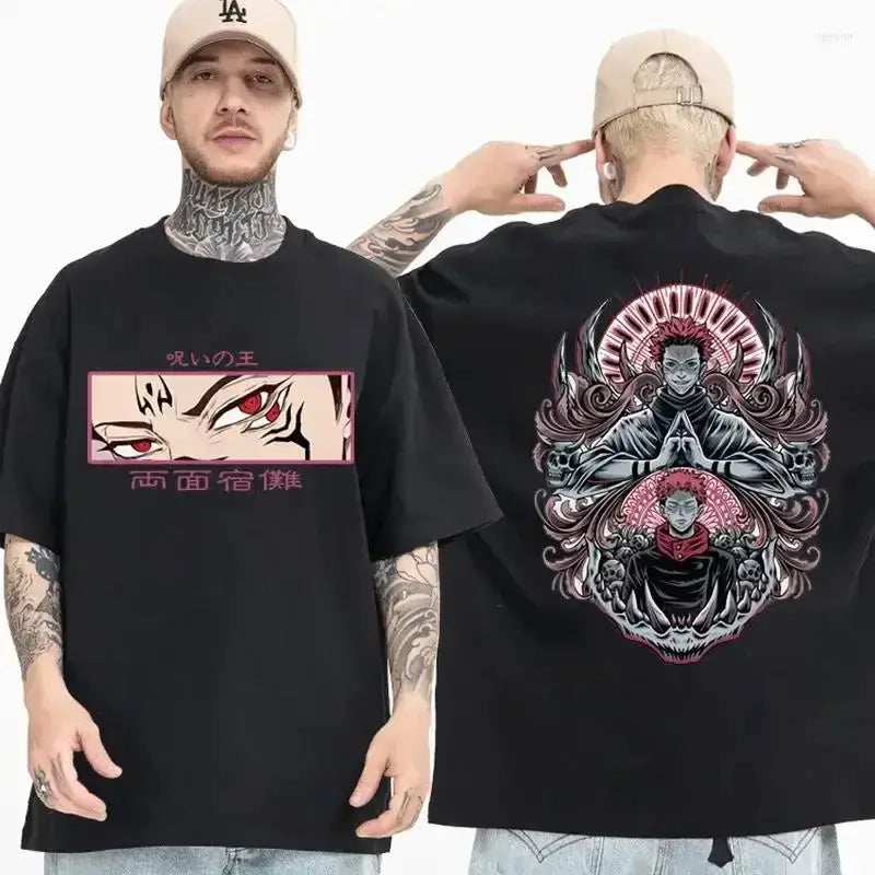 Ryomen Sukuna Jujutsu Kaisen T-shirt by Infinite Visibility featuring a loose cotton design and bold Sukuna graphic.