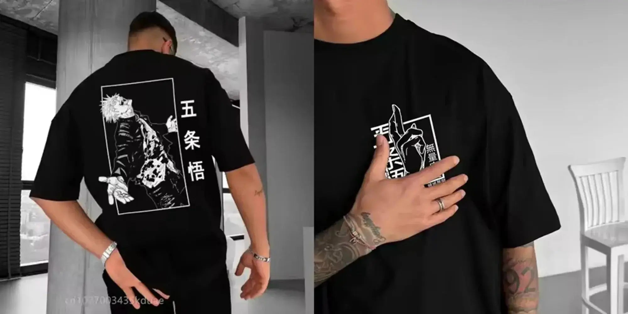 Men's Jujutsu Kaisen T-shirt with anime graphic print, by Infinite Visibility, featuring vibrant character design on soft fabric.
