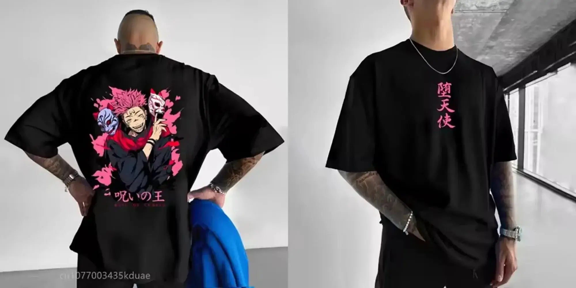 Men's Jujutsu Kaisen graphic T-shirt by Infinite Visibility featuring anime-inspired design and vibrant colors.
