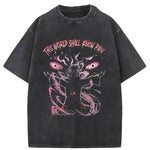 Infinite Visibility Pain printed anime T-shirt with retro washed cotton fabric, featuring bold graphic design on the front.