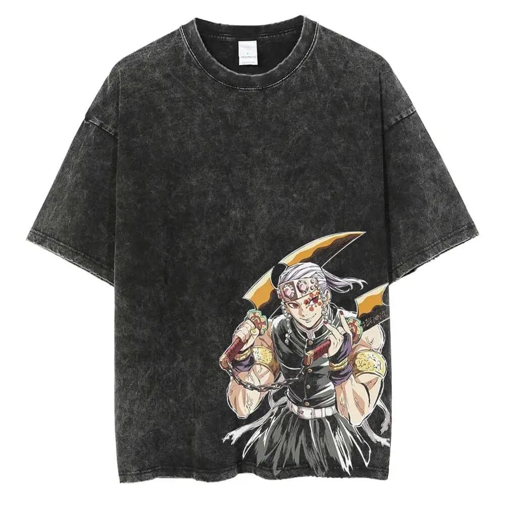 Vintage Demon Slayer T-shirt featuring Kamado Tanjirou graphic print from Infinite Visibility, casual wear with detailed character illustration.