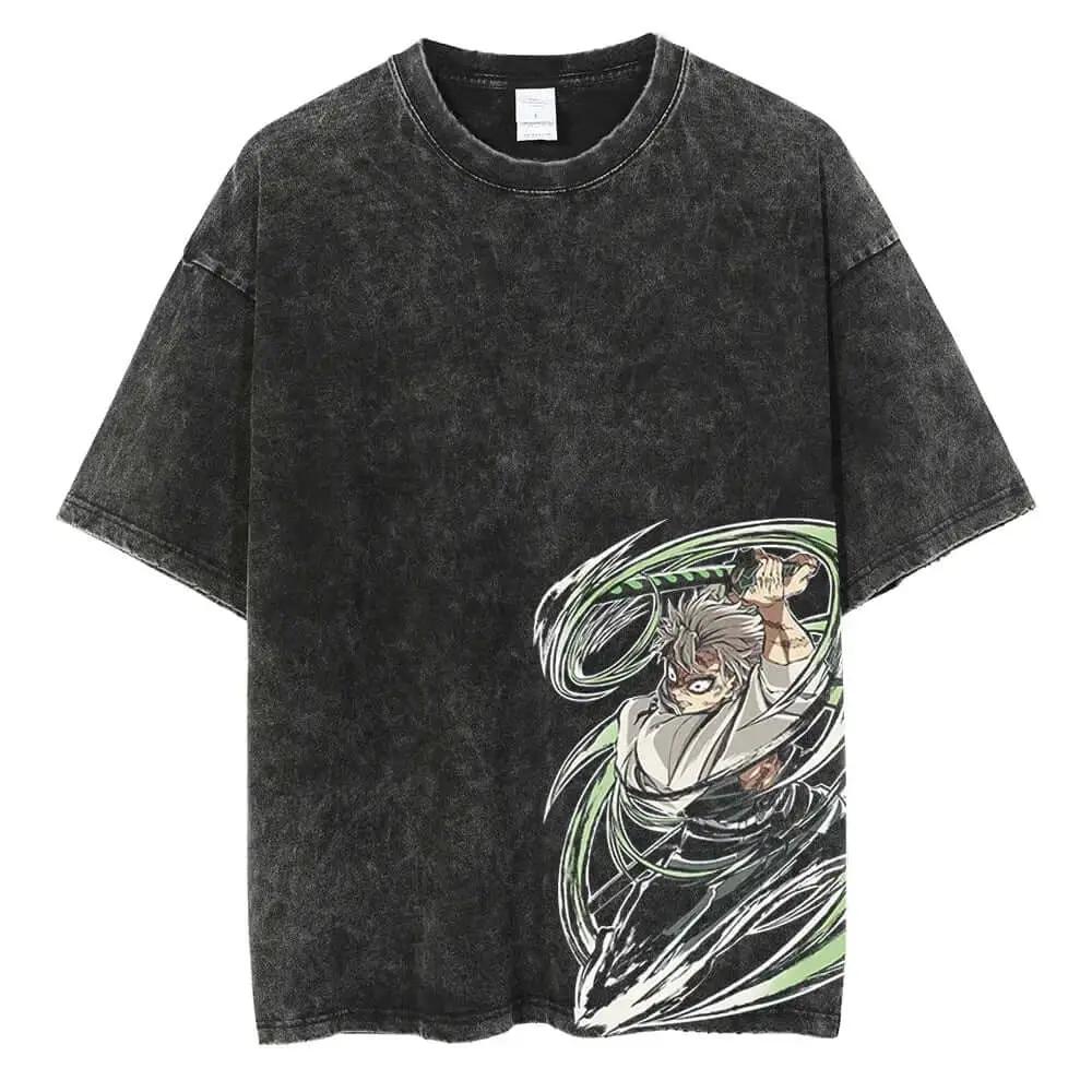 Vintage Demon Slayer T-shirt featuring Kamado Tanjirou graphic print from Infinite Visibility, showcasing Tanjirou's face and design details.