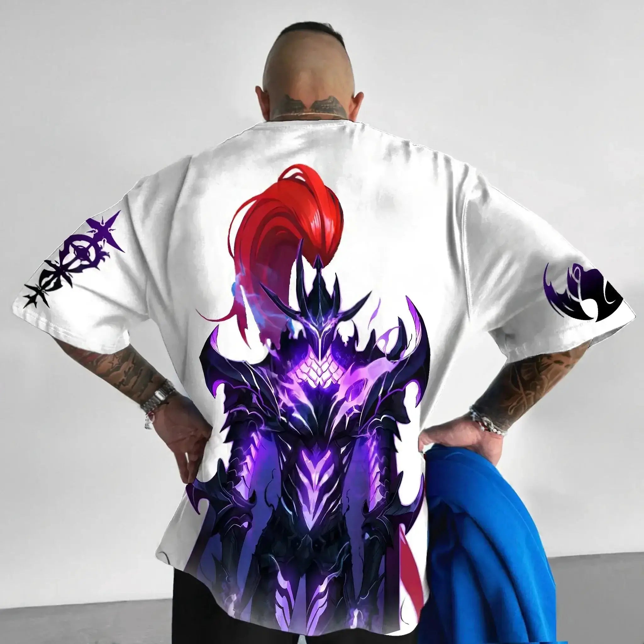 Infinite Visibility Solo Leveling authorized T-shirt featuring retro Y2K anime design on white cotton top.