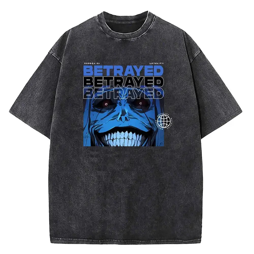 Infinite Visibility Solo Leveling vintage T-shirt made of washed cotton, featuring streetwear style and graphic design.