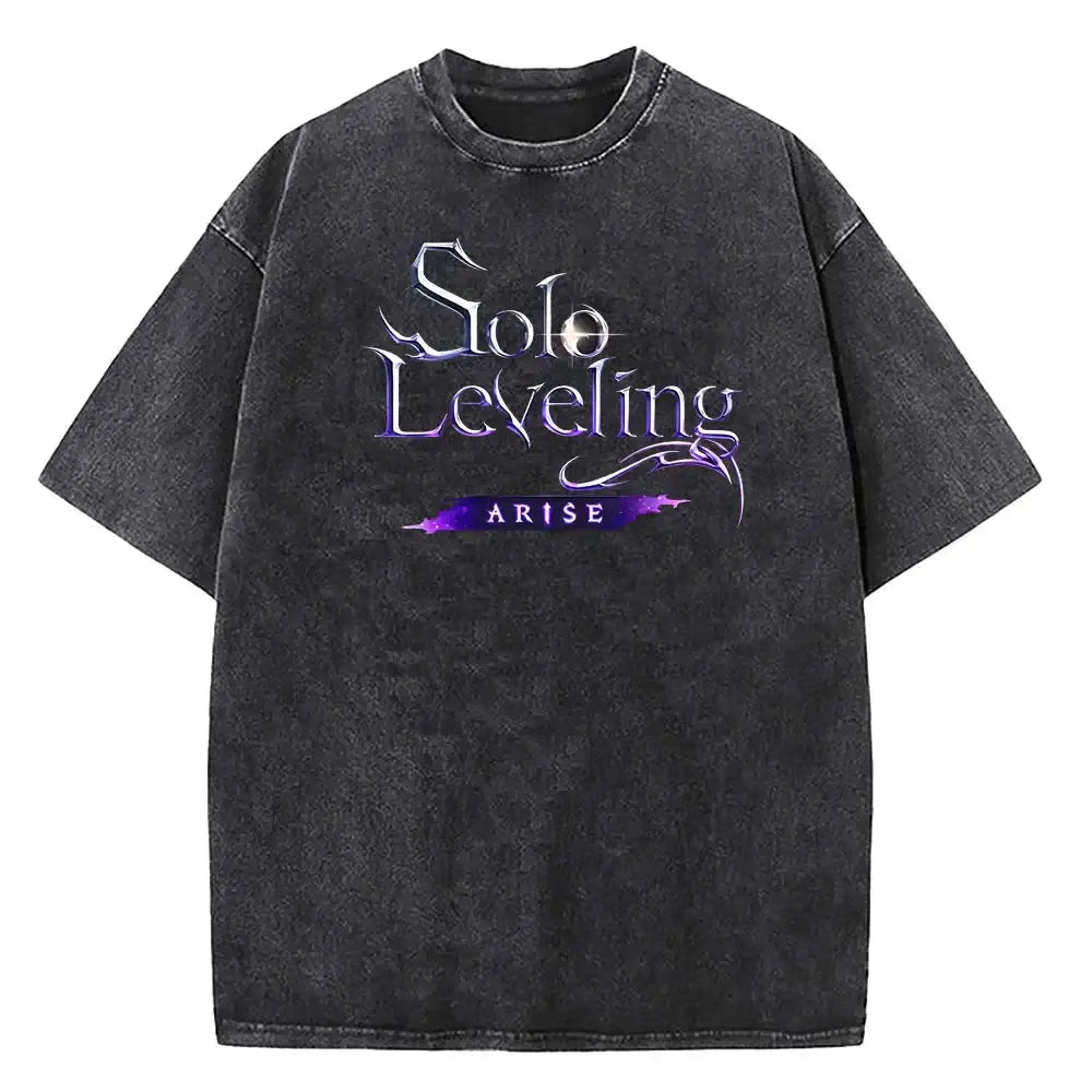 Vintage Solo Leveling T-shirt by Infinite Visibility, washed cotton streetwear with graphic design, casual and comfortable fit.