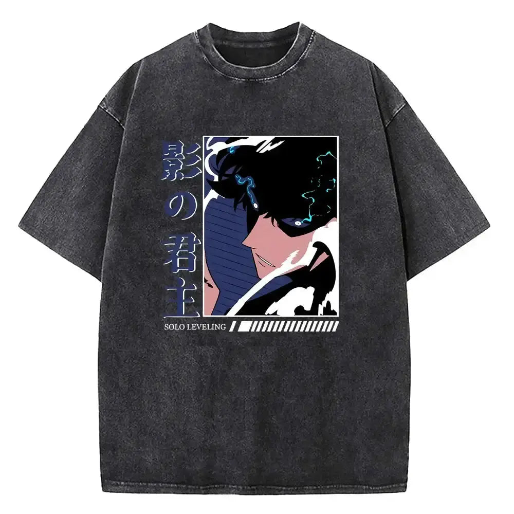 Vintage Solo Leveling T-shirt by Infinite Visibility, washed cotton streetwear with graphic print and casual fit.