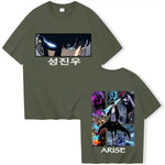 Infinite Visibility Solo Leveling T-Shirt 2025 Hot Anime Harajuku Tee featuring vibrant character design on a stylish black T-shirt