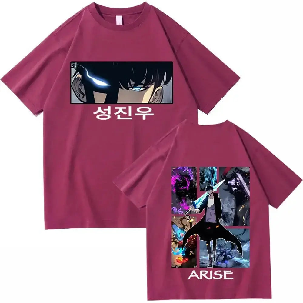 Infinite Visibility Solo Leveling anime T-shirt featuring bold graphic design, perfect for fans of Harajuku anime fashion.