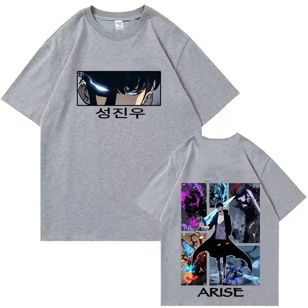 Infinite Visibility Solo Leveling T-Shirt featuring anime-inspired design, ideal for fans of Harajuku street fashion.