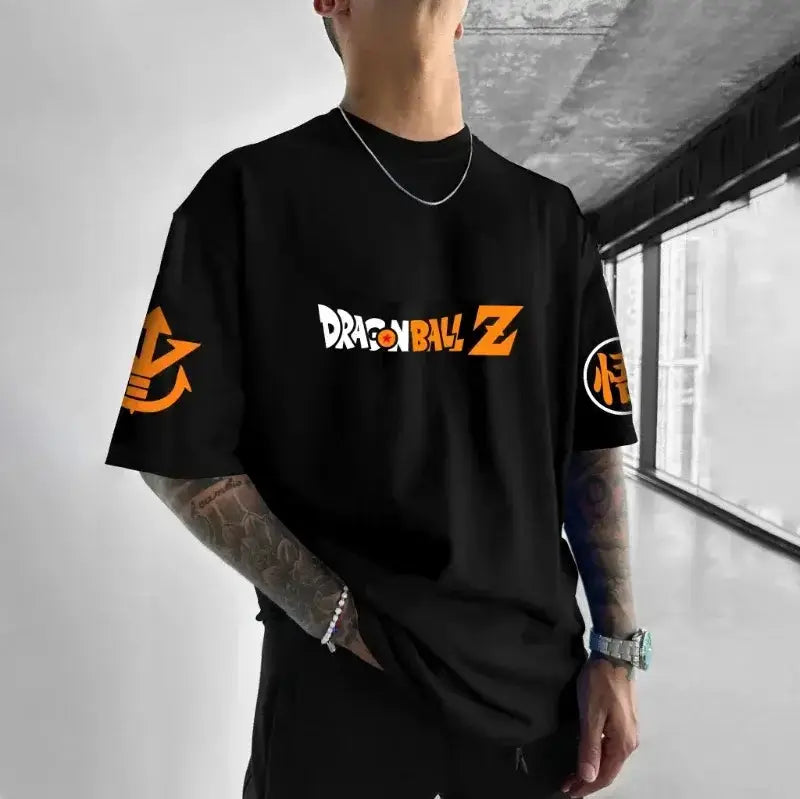 Black Dragon Ball Goku T-Shirt featuring a classic anime portrait from the Hot Blood series, by Infinite Visibility.